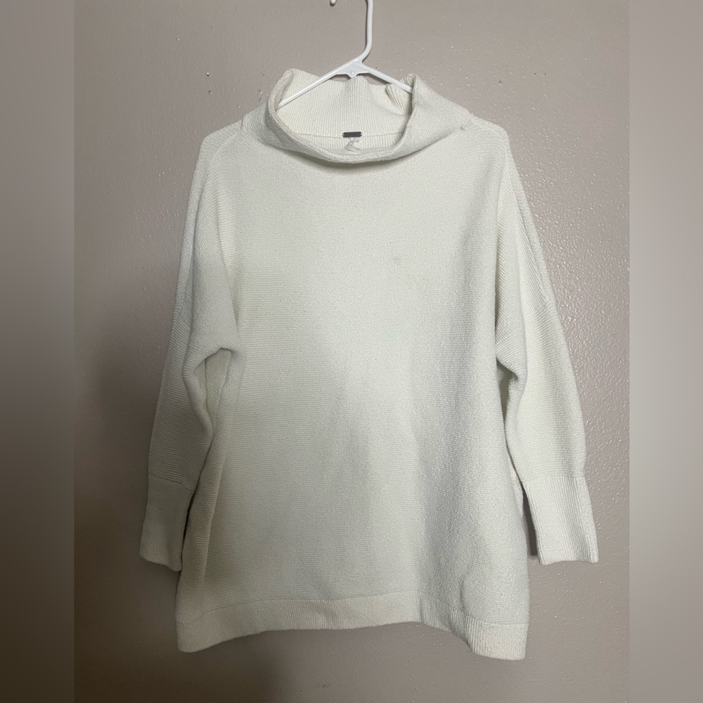 Free People Oversized Cream Cowl Neck Sweater size Small - Picture 2 of 11